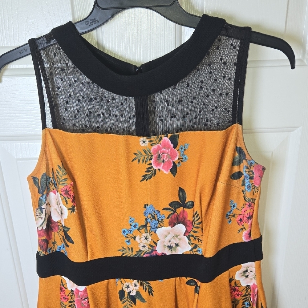 SMAK PARLOUR 2X MUSTARD FLORAL RETRO Romantic Unique LIGHTWEIGHT STRETCHY Dress - Picture 15 of 15
